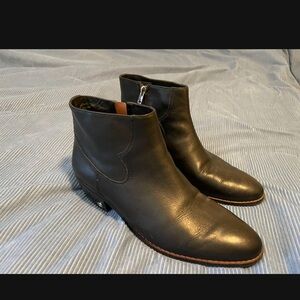 Coach Women's Black Leather Ankle Boots with Side Zip